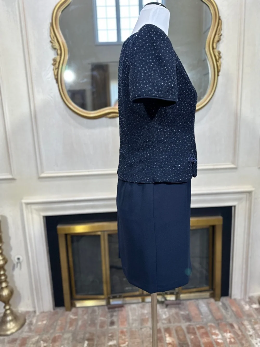 Jessica Howard Dress Size 8 Petite Vintage Navy Sequin Evening 90s Luxe - Picture 6 of 10